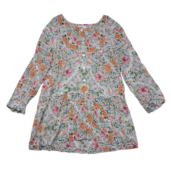 J. Jill Top Women's Small White Floral Peplum Mother Of Pearl‎ Buttons Rayon - Picture 1 of 12